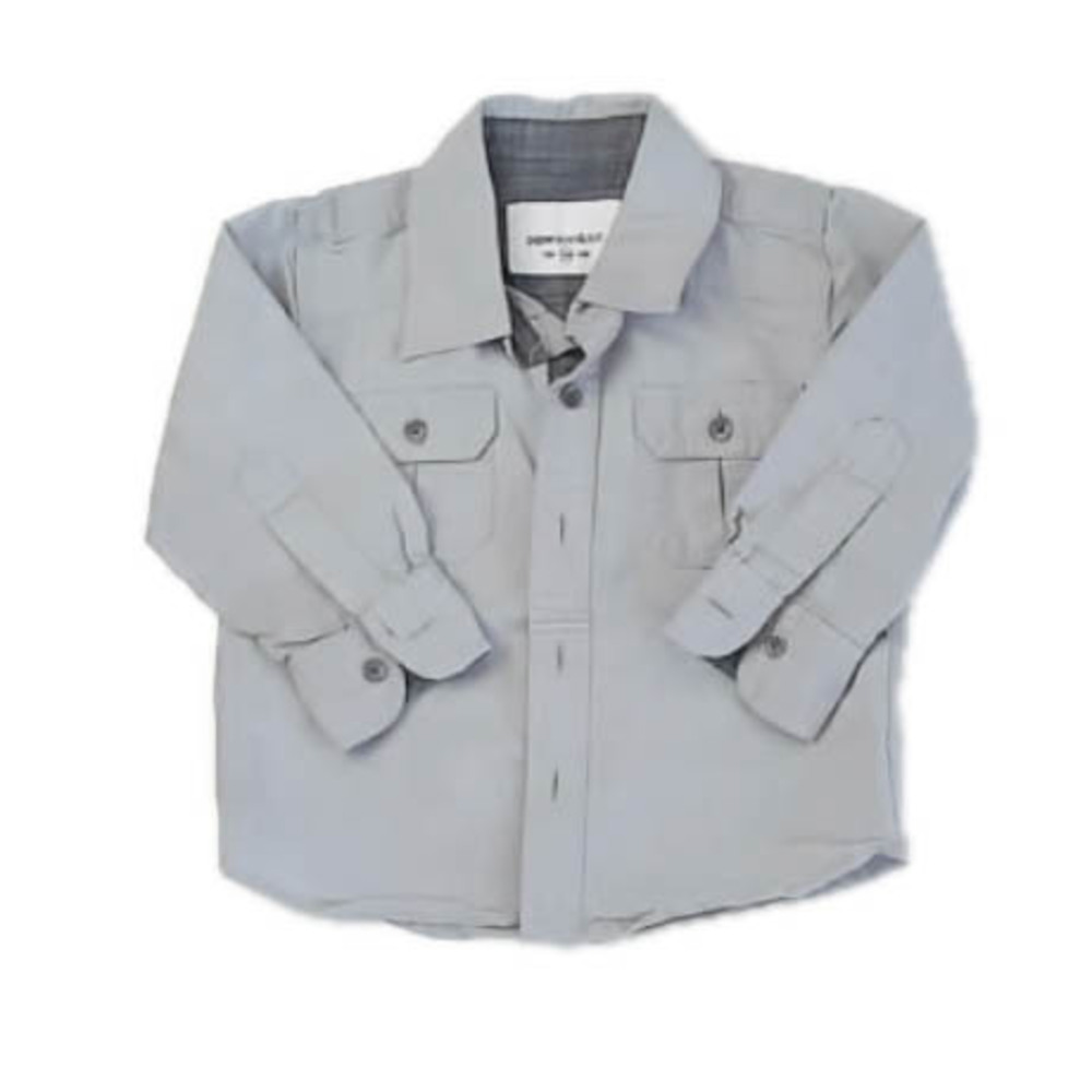 Paper Denim & Cloth Girls Gray Button Down Long Sleeve size: 18 Months
